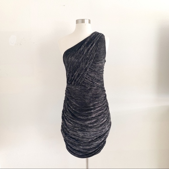 CeCe Metallic One Shoulder Dress Size 4 - Picture 2 of 8